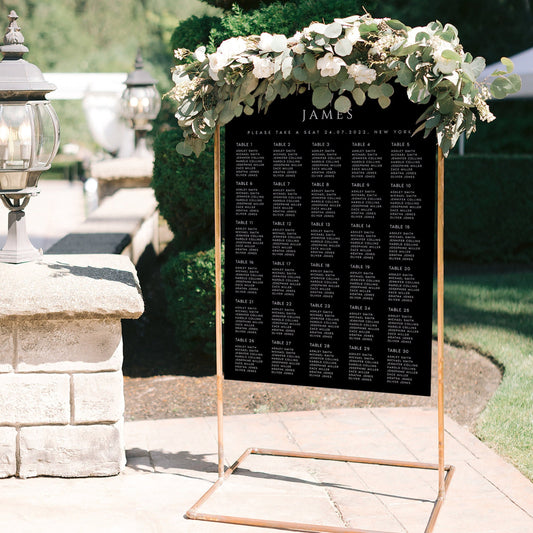 Rose Black Seating Chart Template