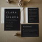 Clara Black Modern Wedding Invitation Suite