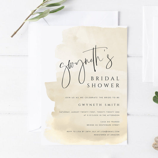 Gwyneth Beige Bridal Shower Invitation Template