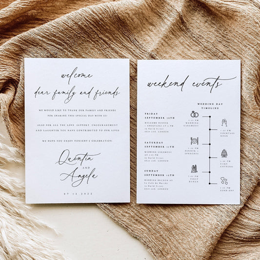 Quentin Minimalist Wedding Events Card Template