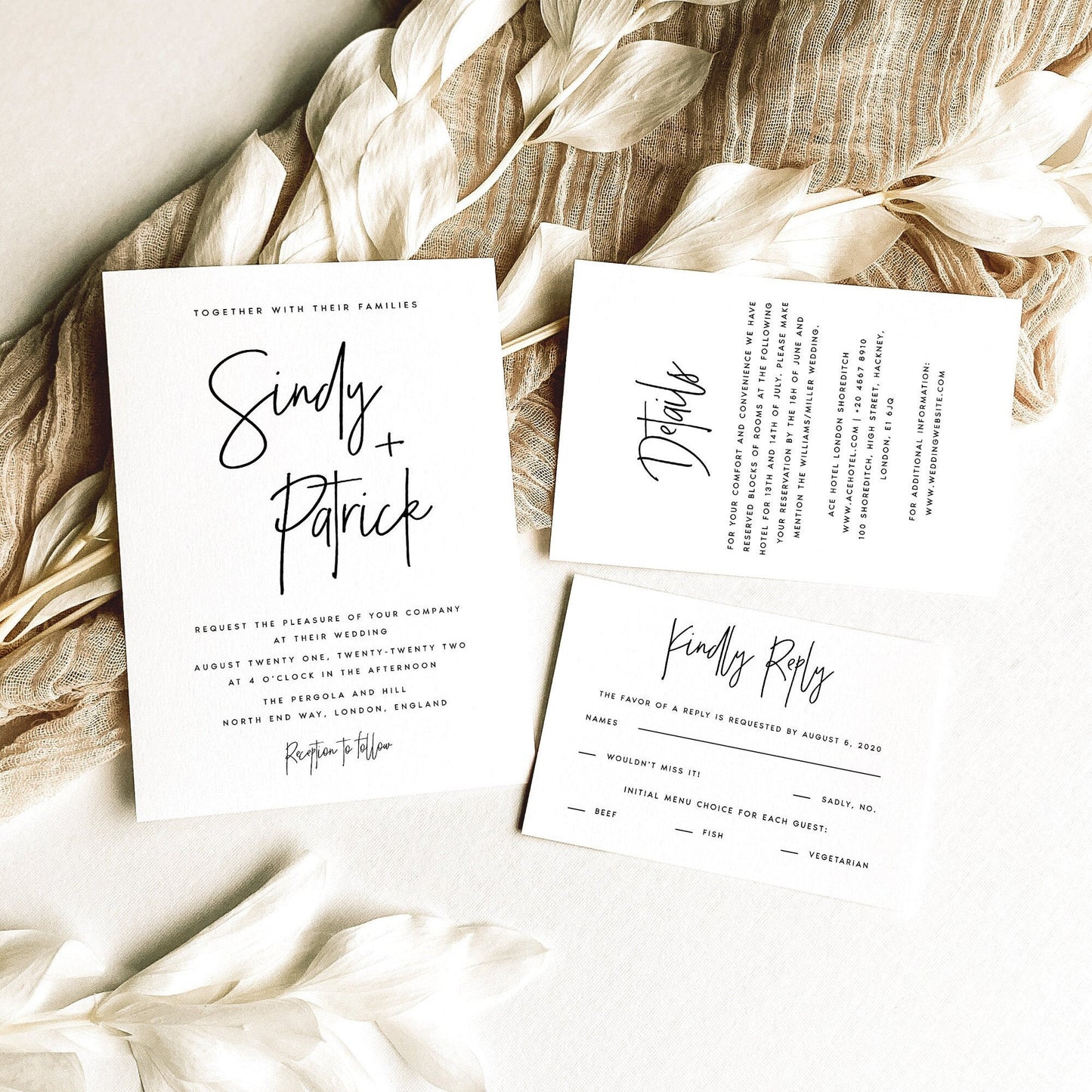 Sindy Modern Wedding Invitation Set Template