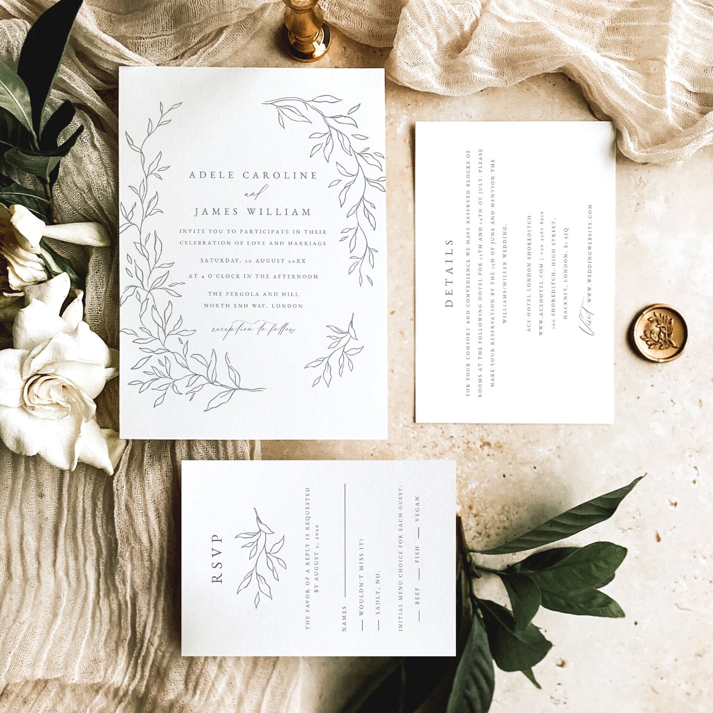 Adele Botanical Wedding Invitation