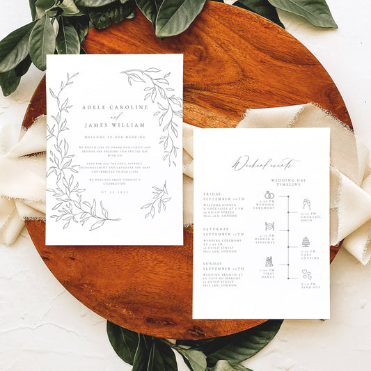 Adele Wedding Itinerary Timeline Card Template