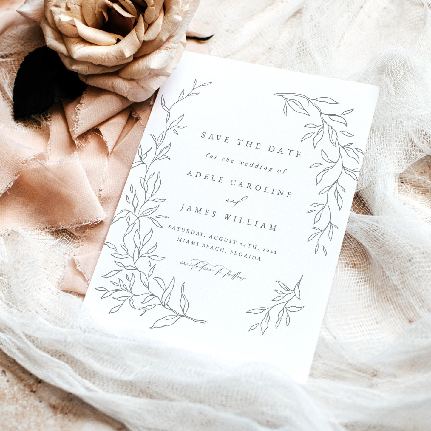 Adele Botanical Save the Date Invitation Template