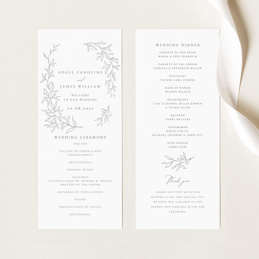 Adele Elegant Wedding Program Template