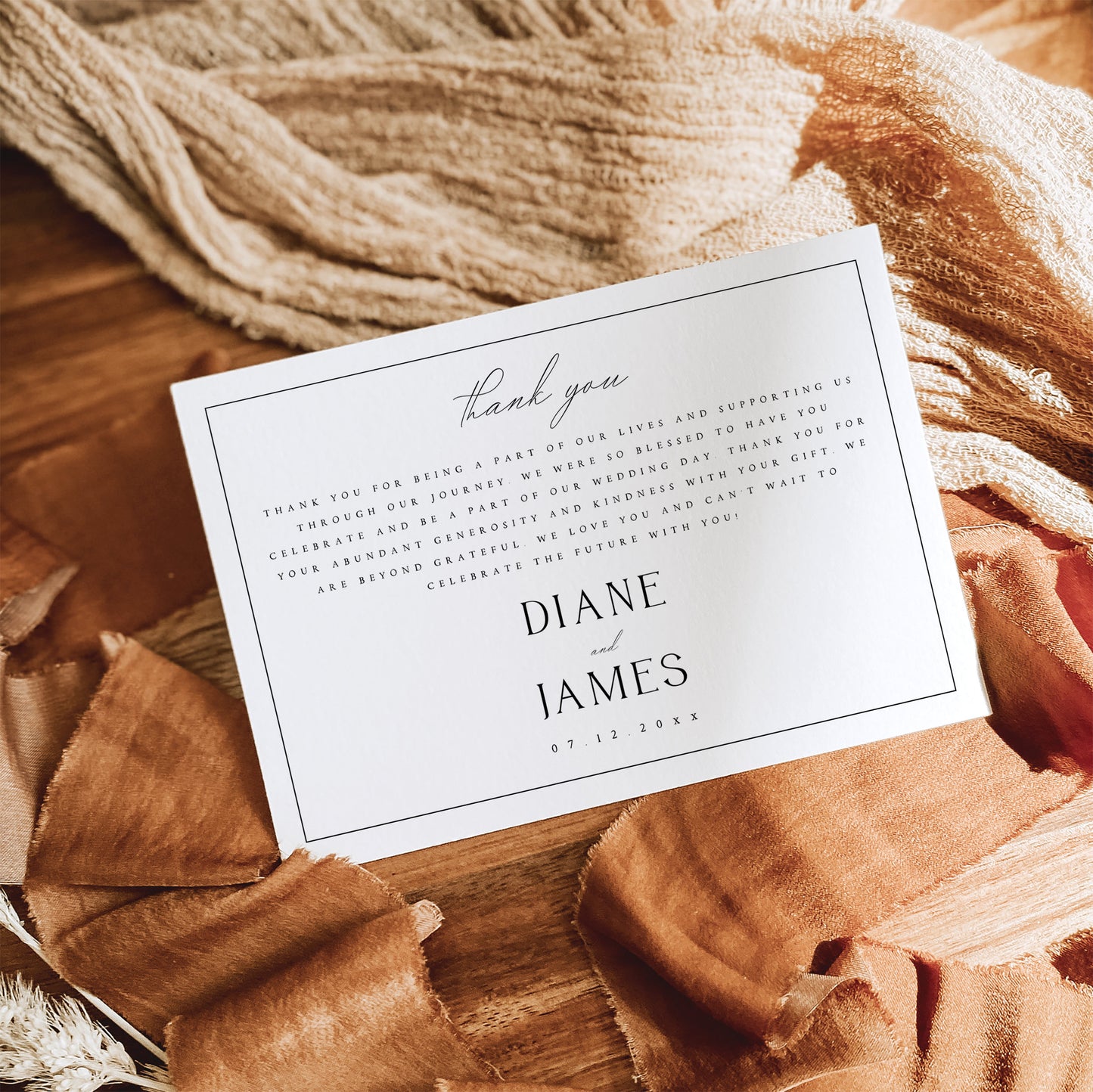 Diane Classic Wedding Thank You Note Template