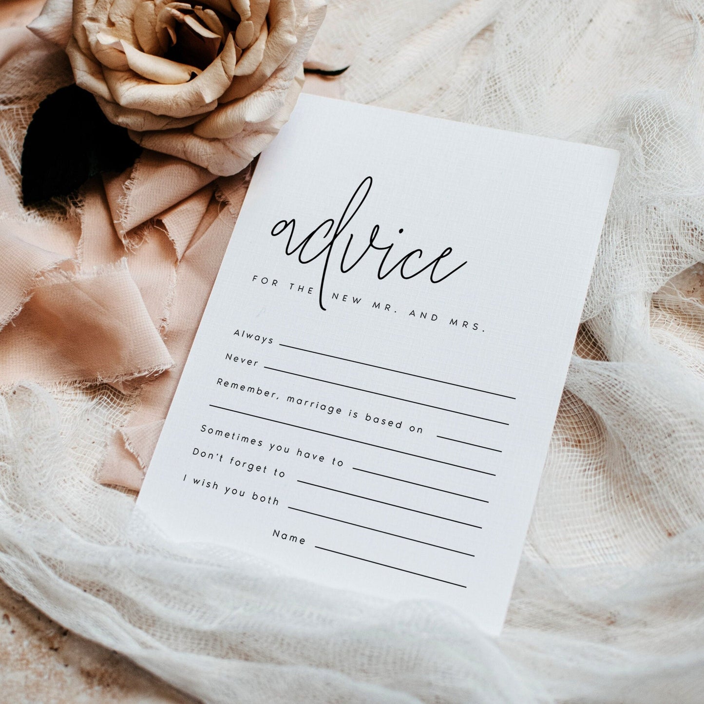 Angie Minimalist Bridal Shower Advice Card Template