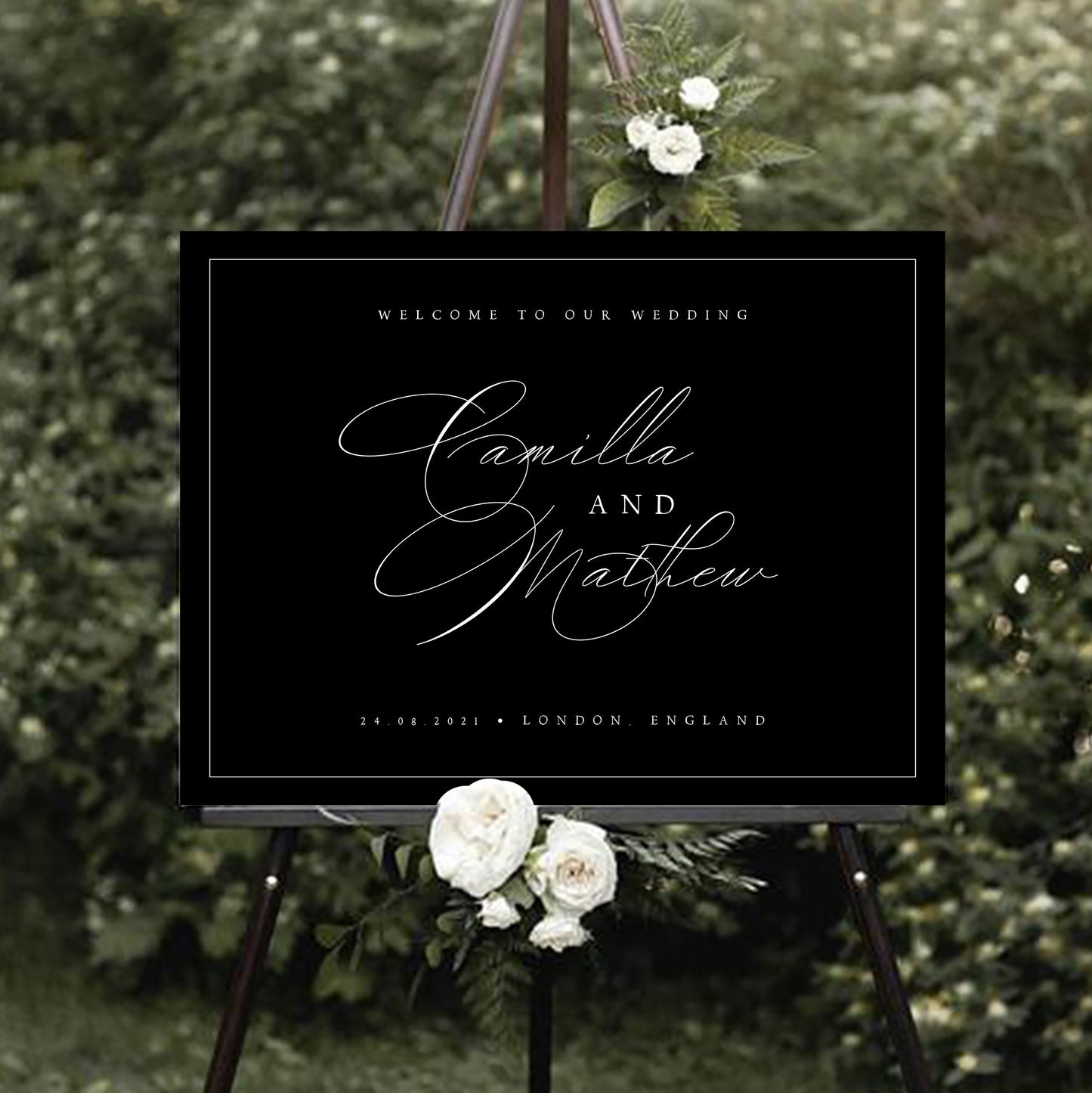 Camilla Black Wedding Welcome Sign Template