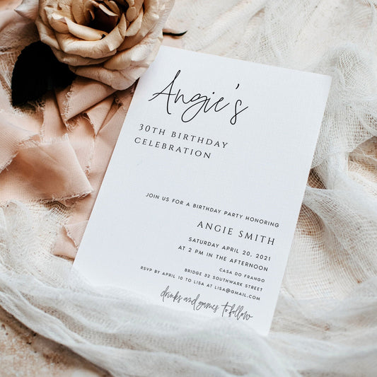 Angie Minimalist Birthday Party Invitation