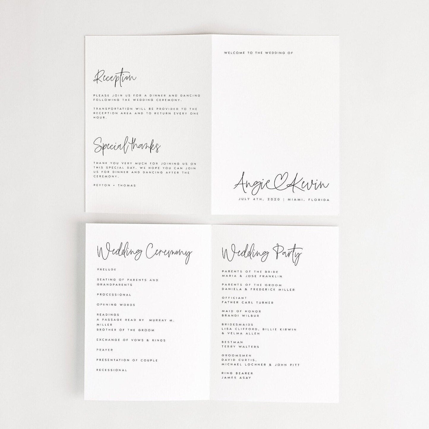 Angie Folded Wedding Program Template