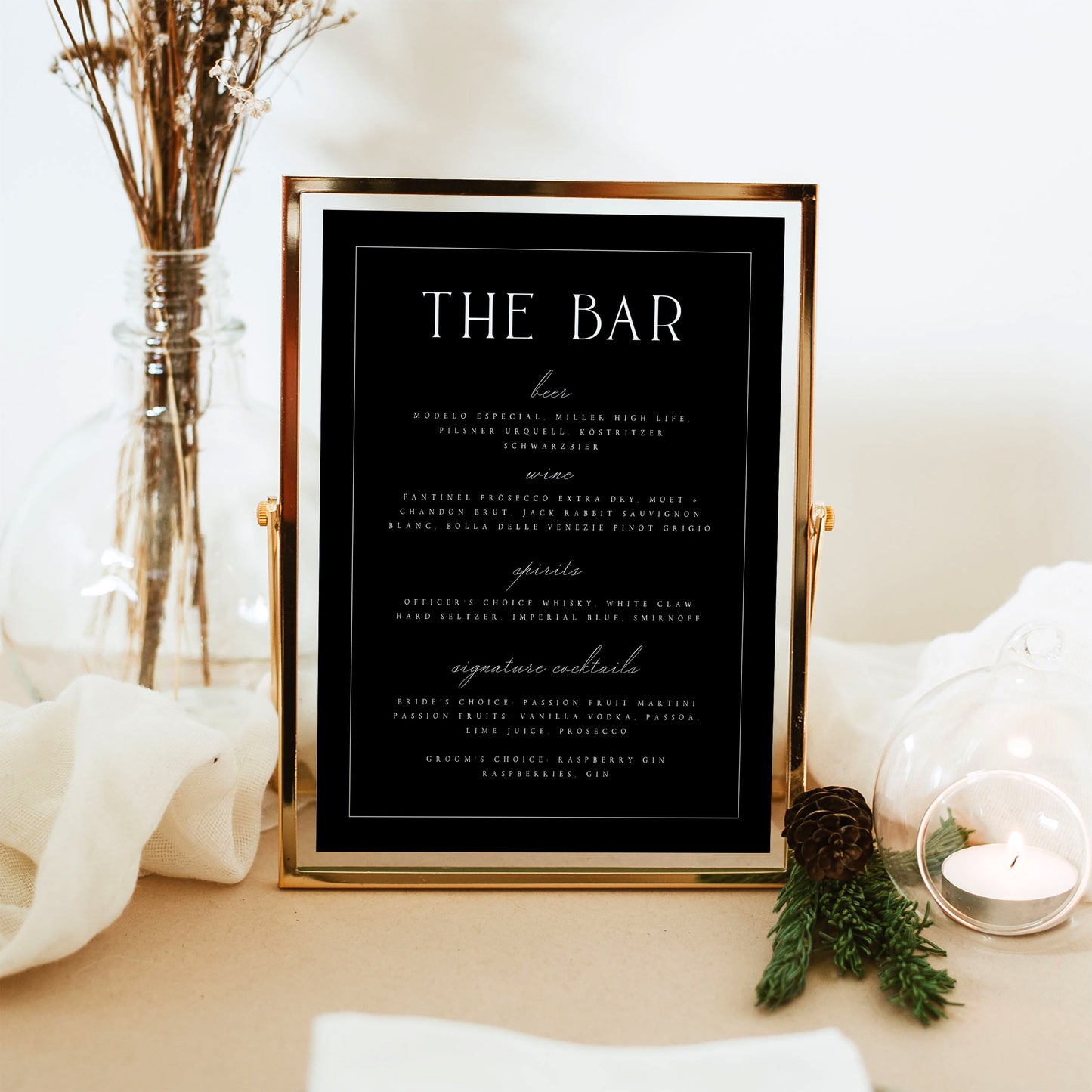 Leah Wedding Bar Menu Template