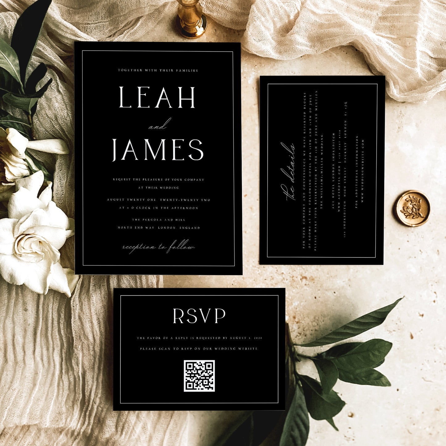 Leah Minimalist Wedding Invitation Printable Template