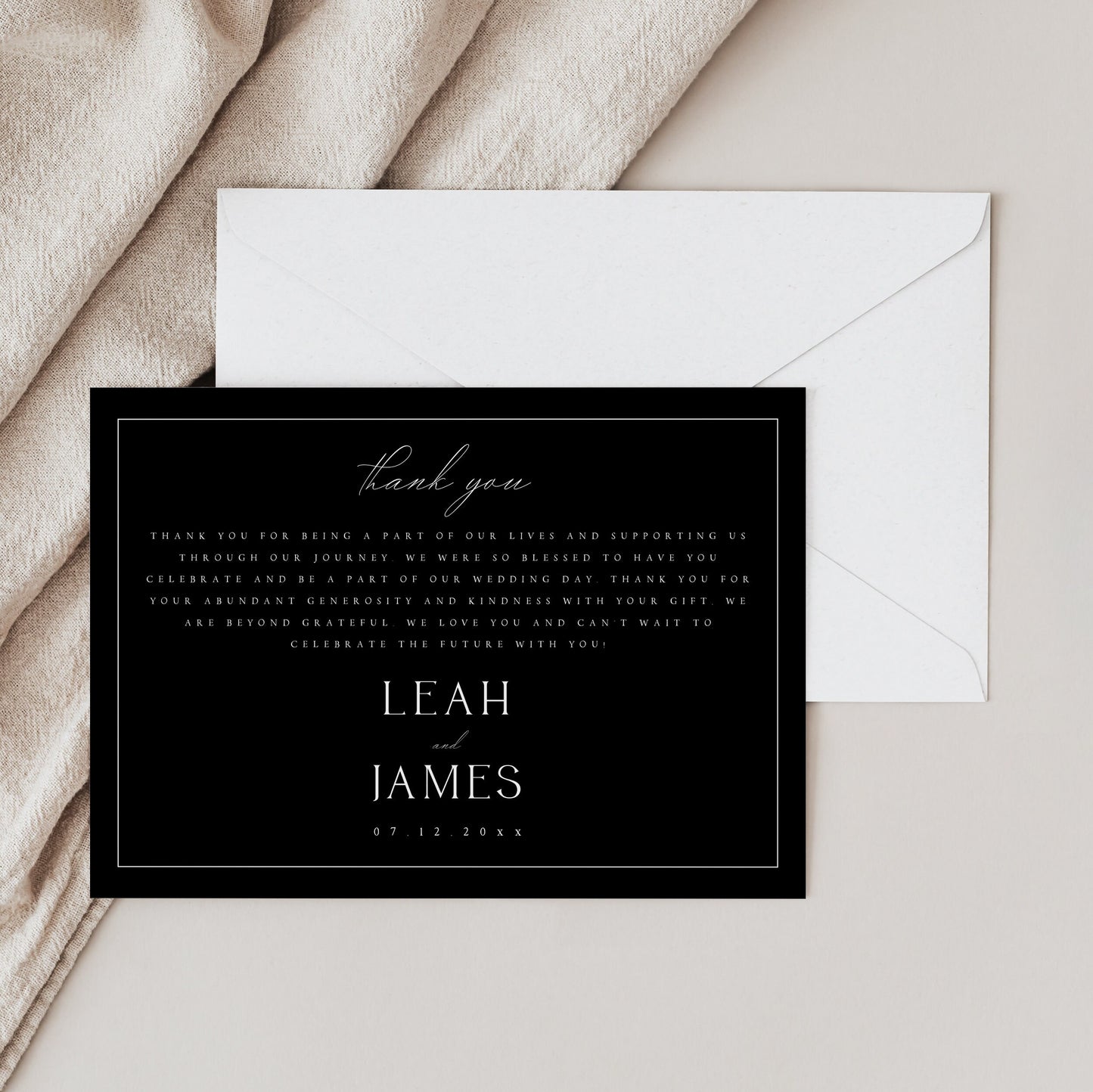 Leah Minimalist Thank You Place Card Template