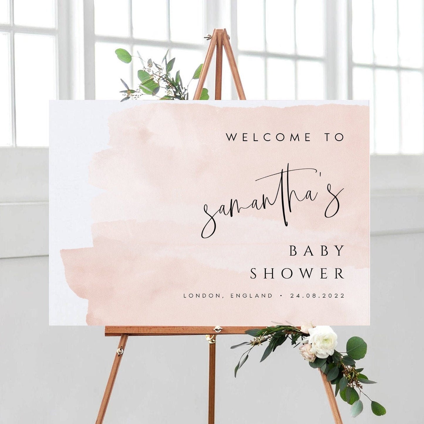 Samantha Watercolor Baby Shower Welcome Sign