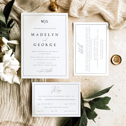 Madelyn Elegant Wedding Invitation Set Template