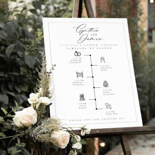 Cynthia Minimalist Wedding Order of Events Timeline Sign Template