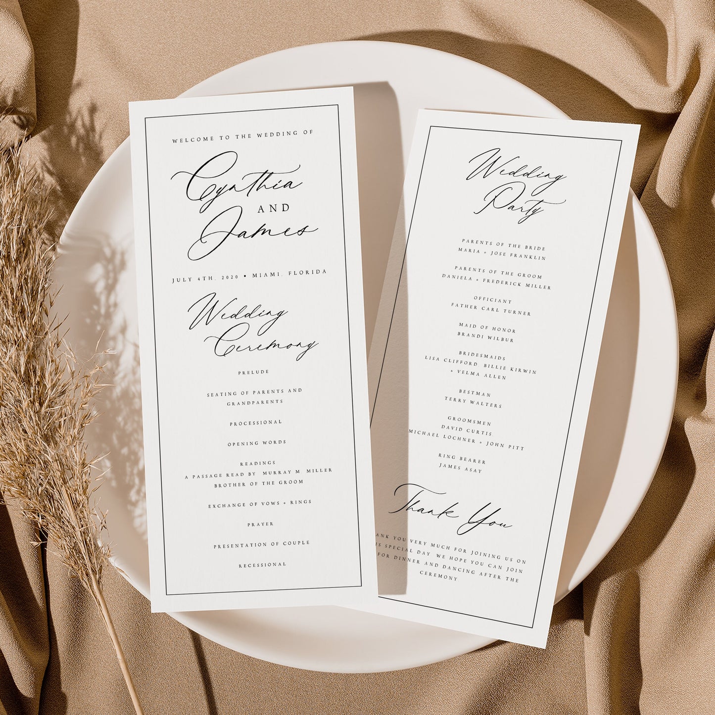 Cynthia Elegant Wedding Program Template