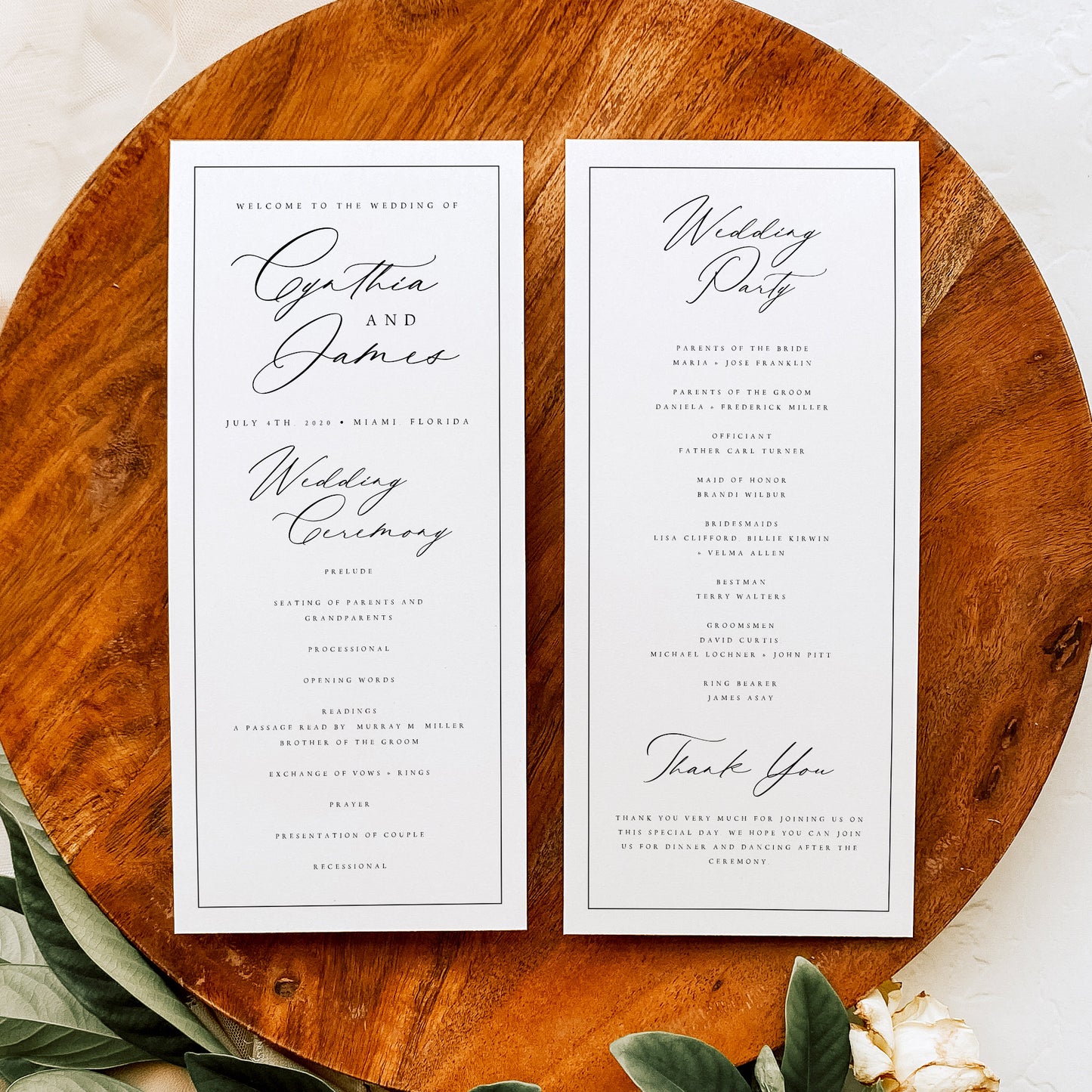 Cynthia Elegant Wedding Program Template