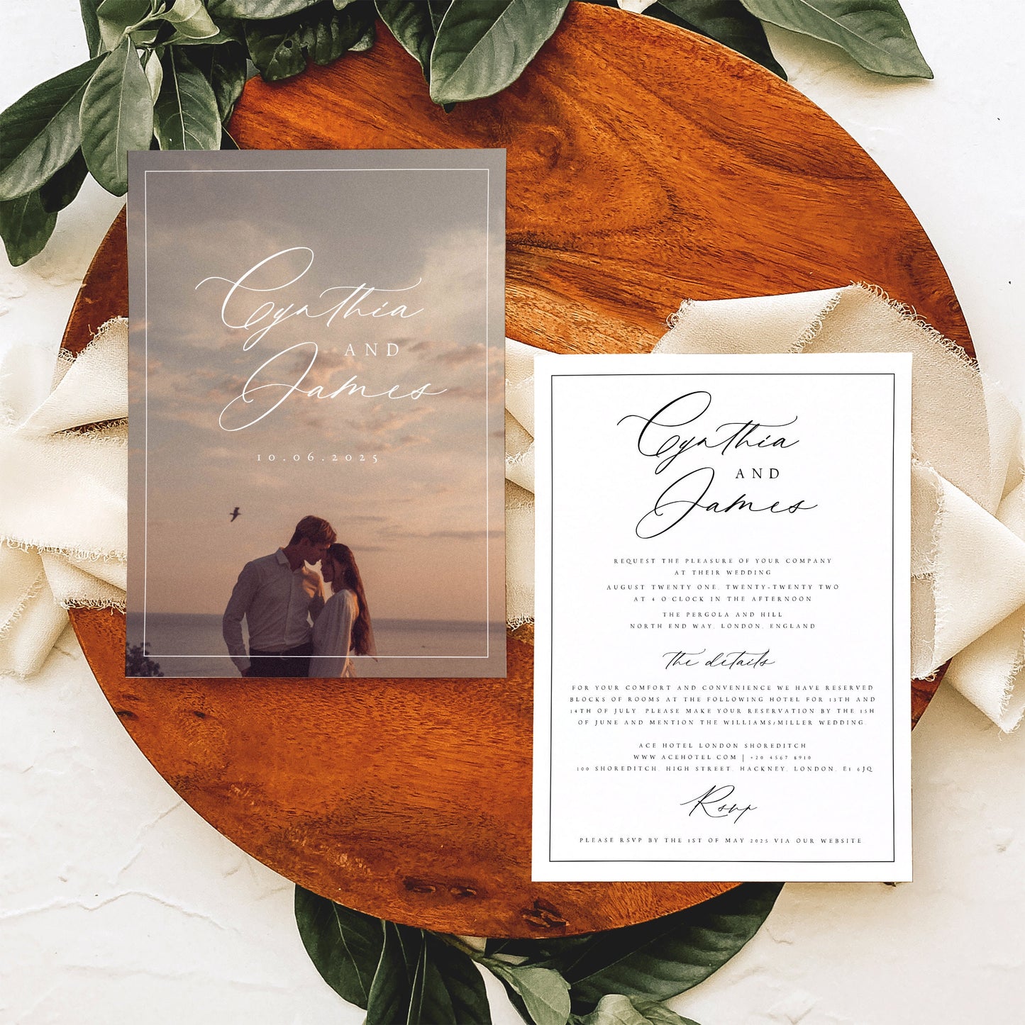 Cynthia Classic Photo Wedding Invitation Template Set