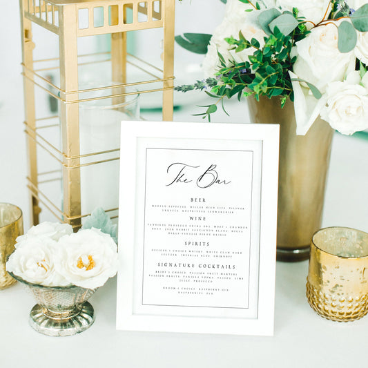 Cynthia Elegant Wedding Bar Menu Template