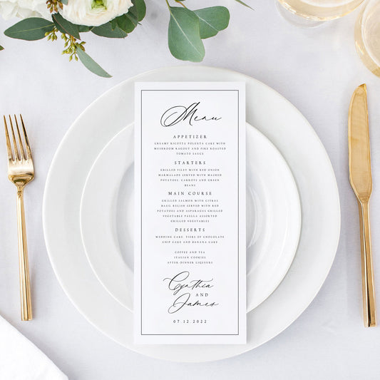 Cynthia Minimalist Wedding Menu Template