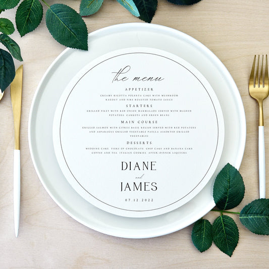 Diane Round Minimalist Menu Template