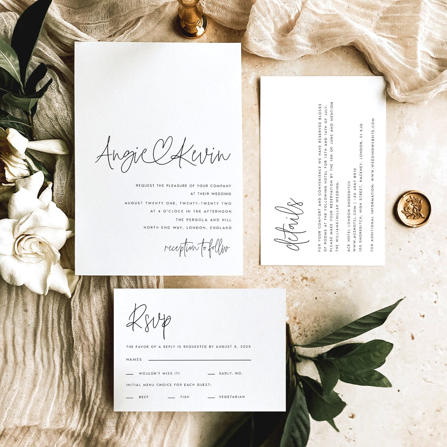 Angie Wedding Invitation Template Set