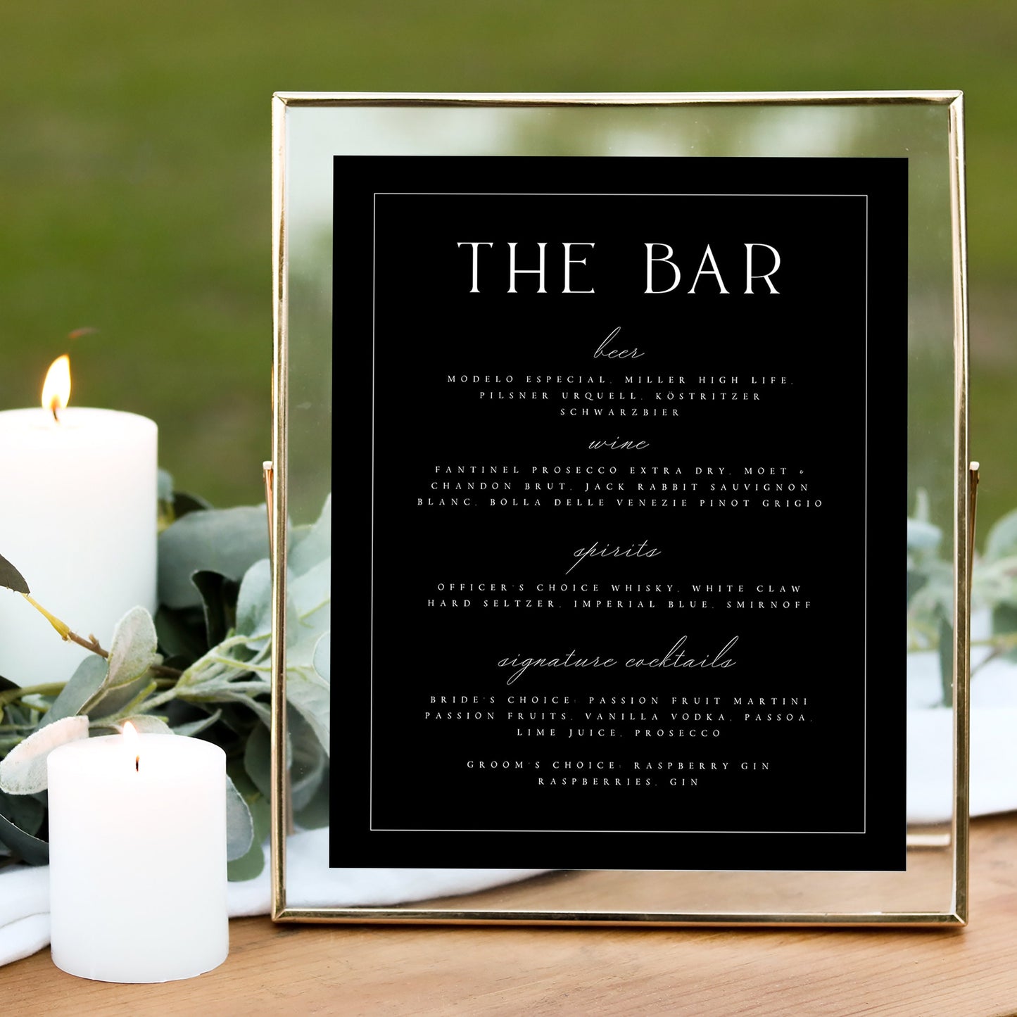 Leah Wedding Bar Menu Template