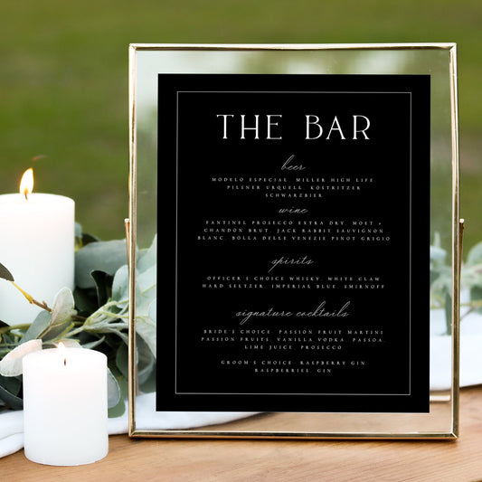 Leah Wedding Bar Menu Template