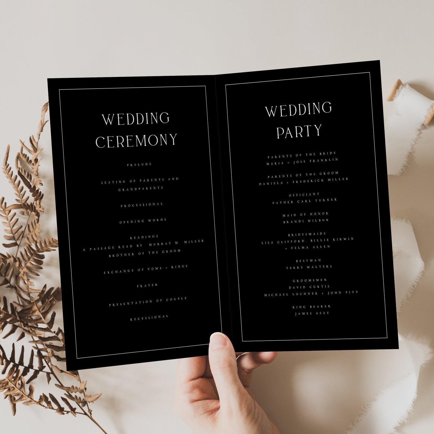 Leah Elegant Wedding Printable Program