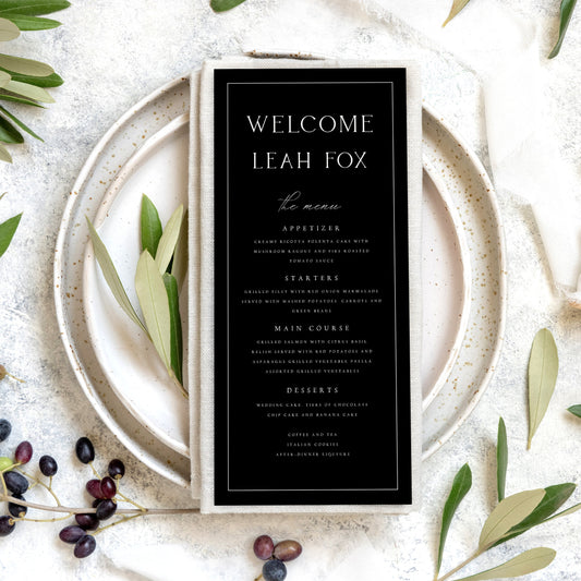 Leah Minimalist Wedding Menu Template