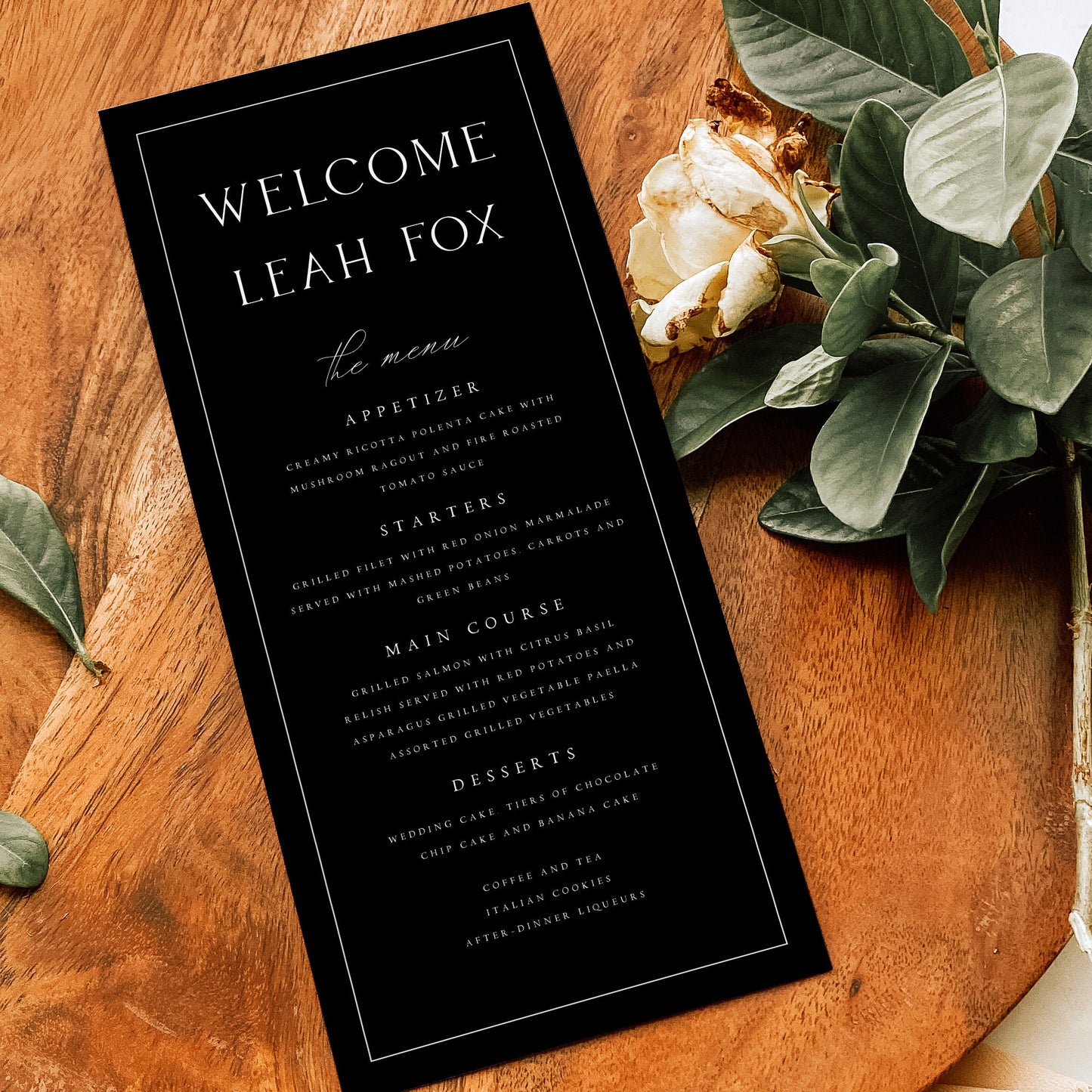 Leah Minimalist Wedding Menu Template