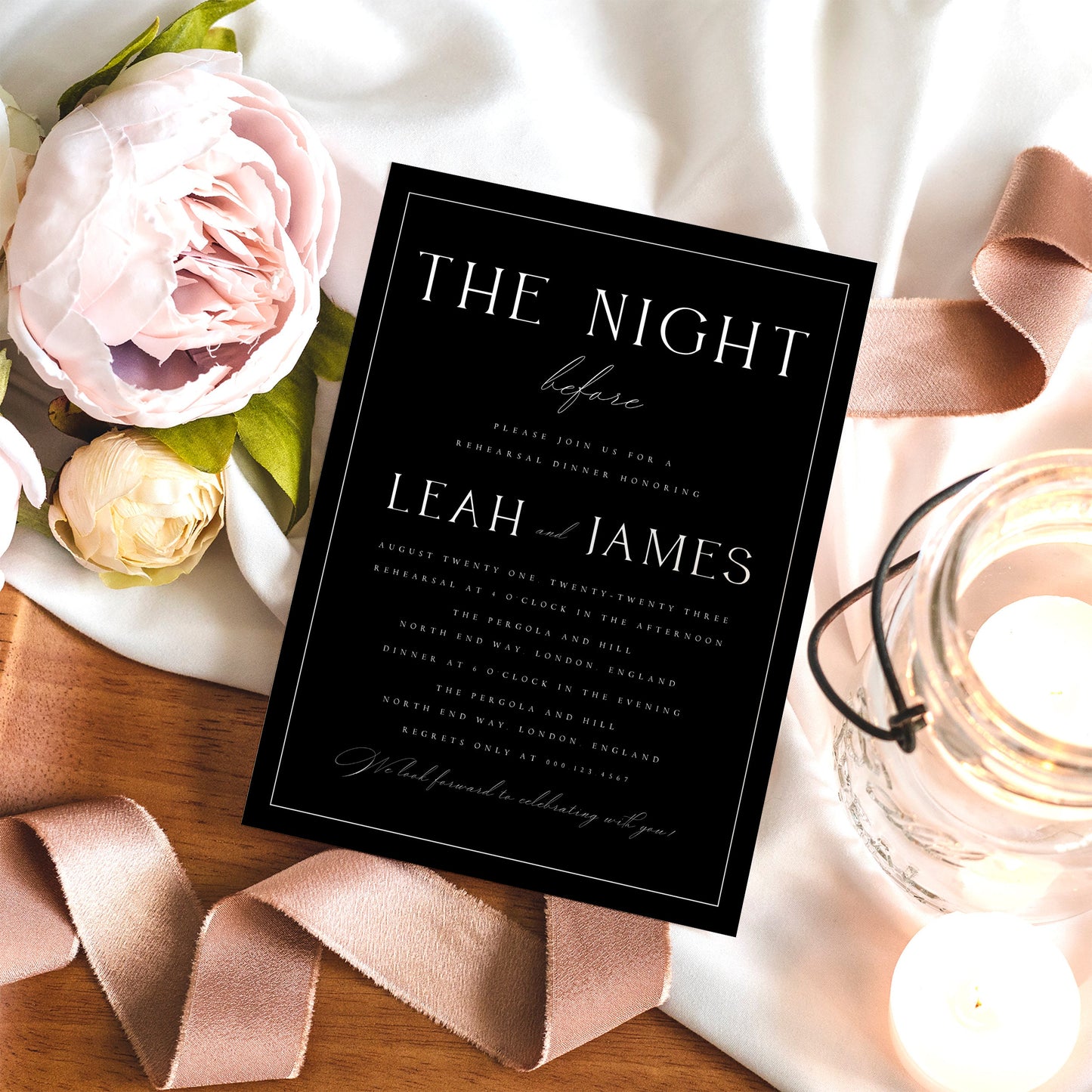 Leah Minimalist Wedding REHEARSAL Template