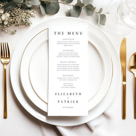 Elizabeth Elegant Wedding Menu Template