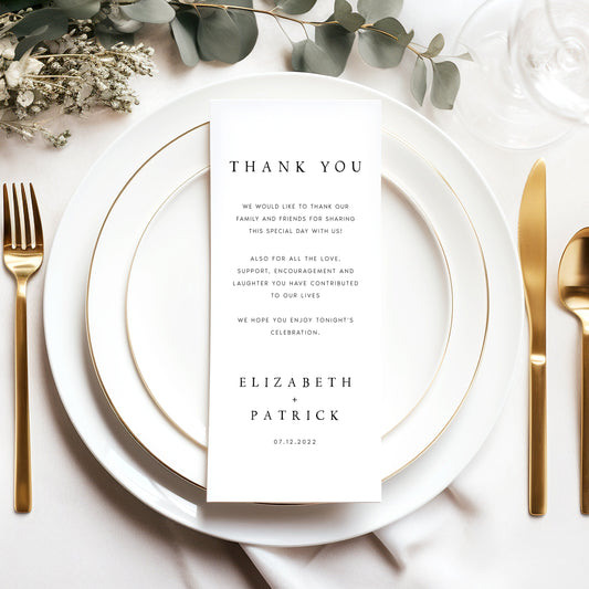 Elizabeth Wedding Thank You Note Template