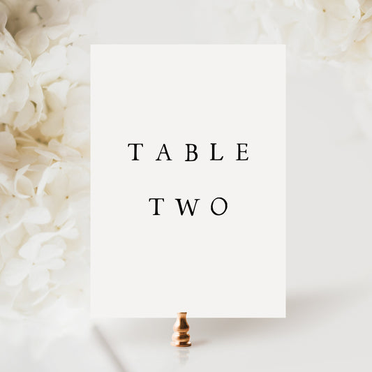 Elizabeth Minimalist Table Number Card Template