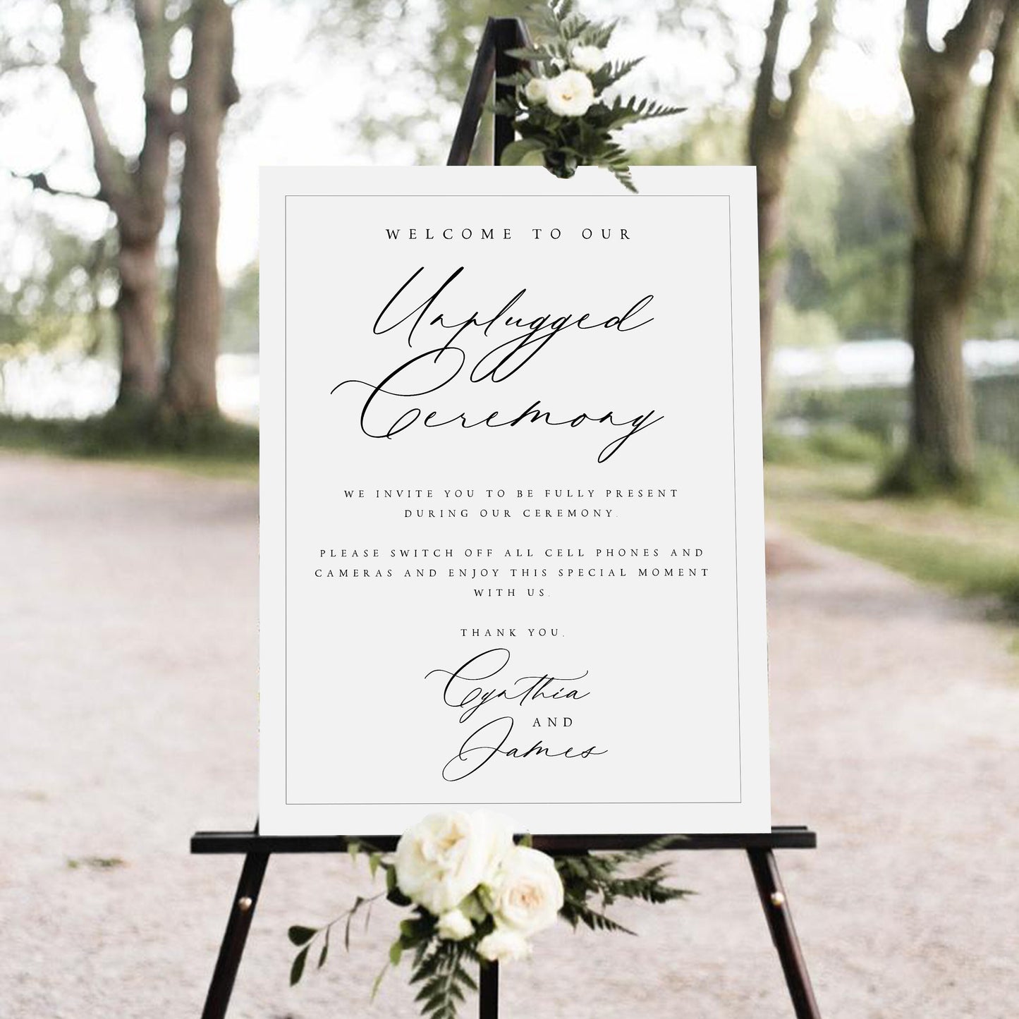 Cynthia Printable Unplugged Ceremony Sign