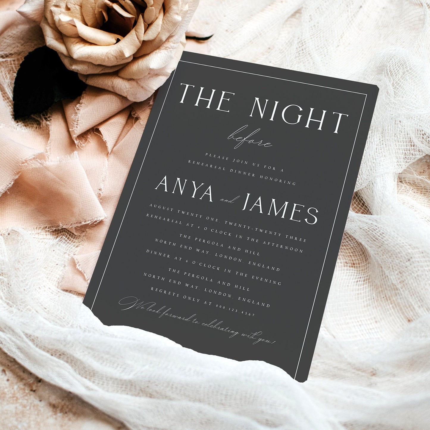 Anya Wedding Rehearsal Invitation Template