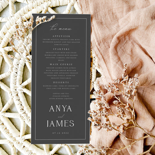 Anya Minimalist Wedding Menu Template