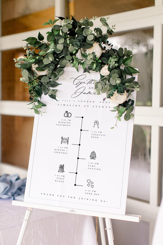 Cynthia Minimalist Wedding Order of Events Timeline Sign Template