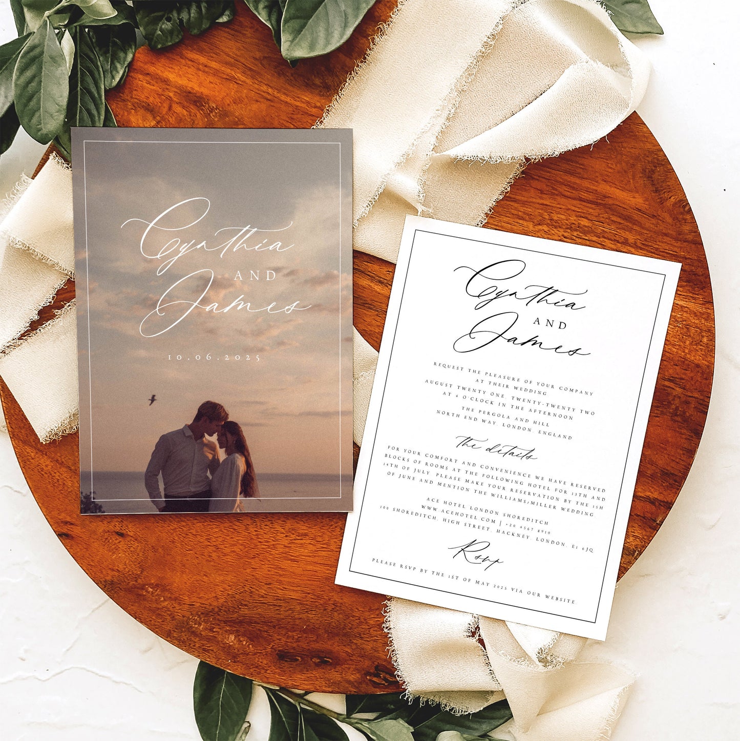 Cynthia Classic Photo Wedding Invitation Template Set