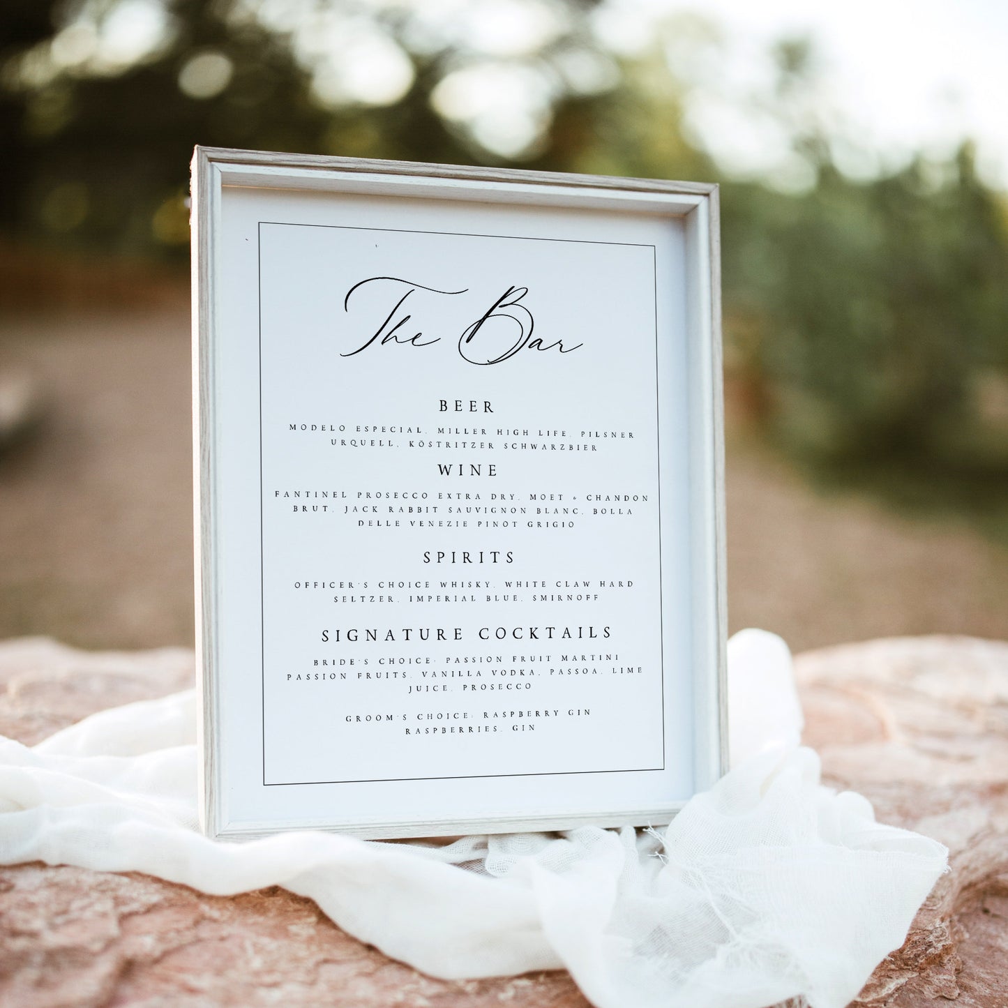 Cynthia Elegant Wedding Bar Menu Template