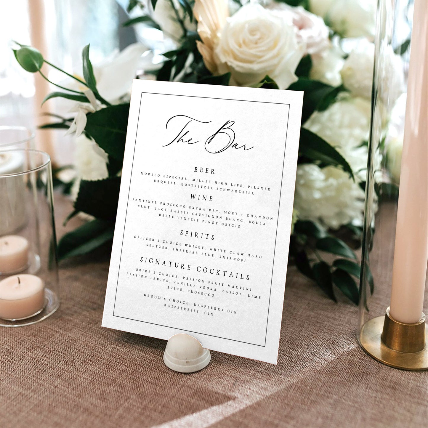 Cynthia Elegant Wedding Bar Menu Template