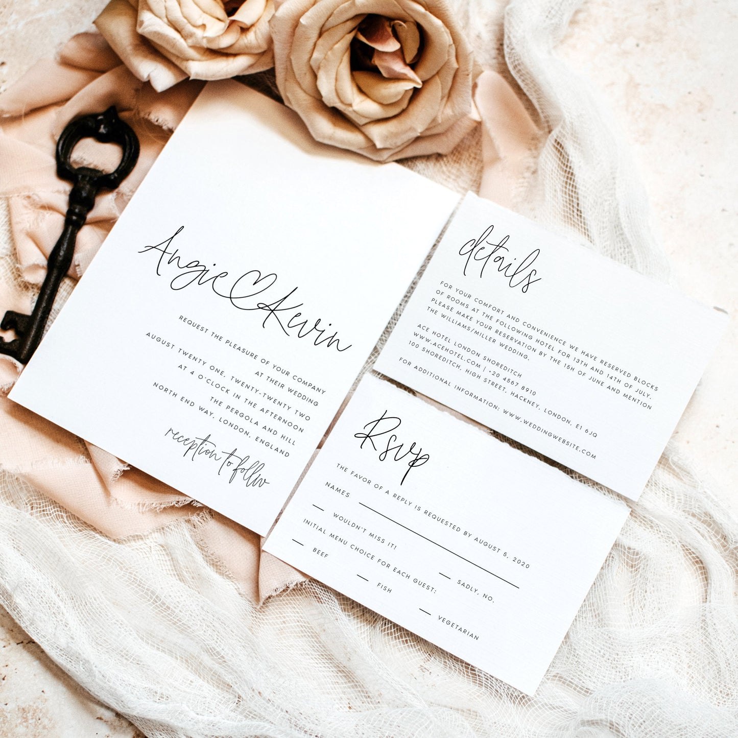 Angie Romantic Wedding Invitation Set Template