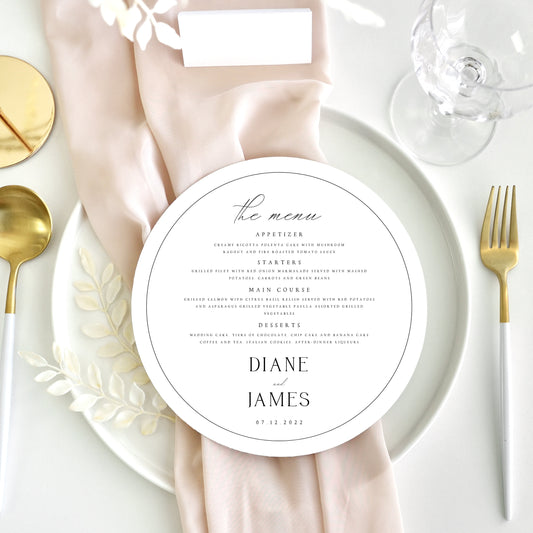 Diane Round Minimalist Menu Template