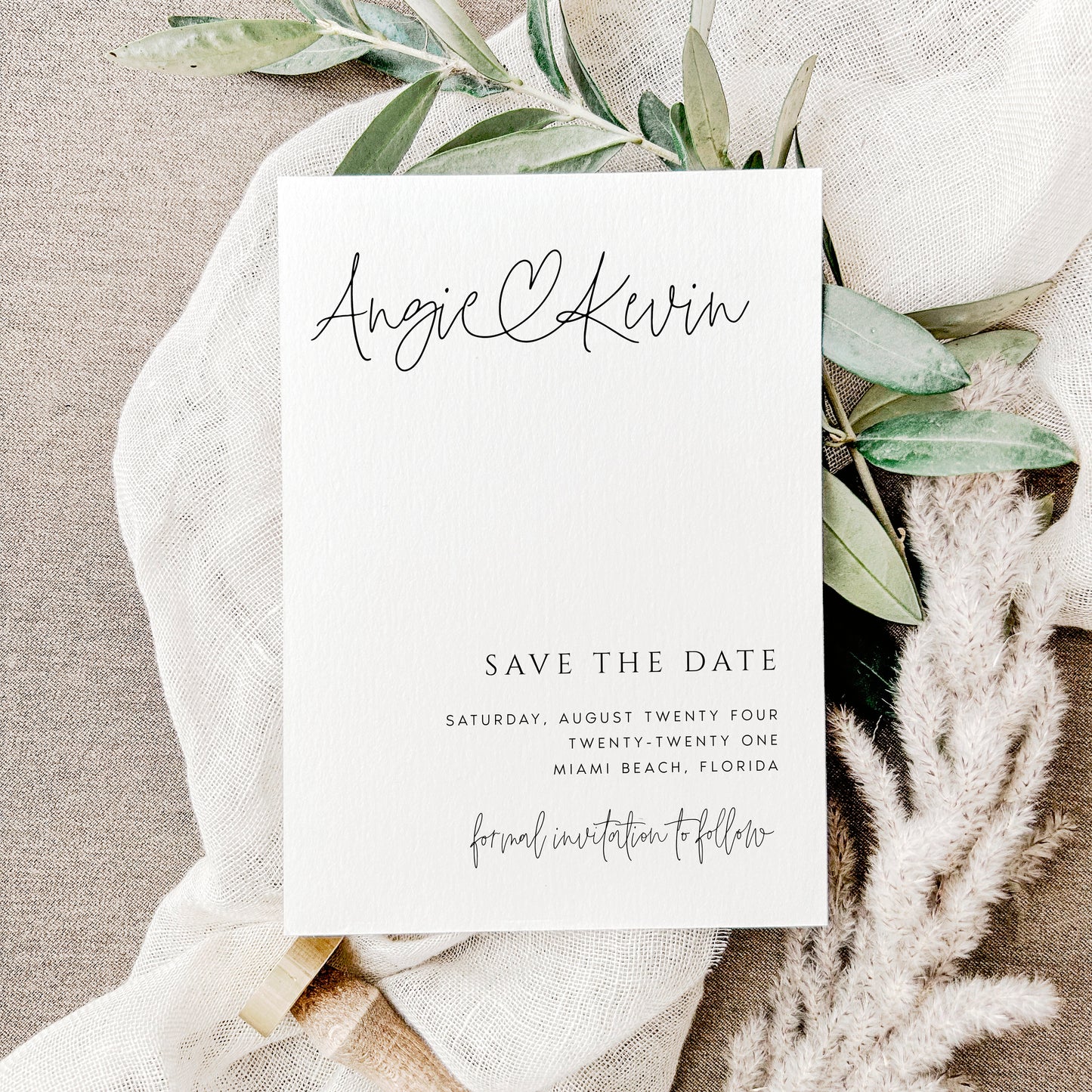 Angie Modern Minimal Save the Date Editable Template