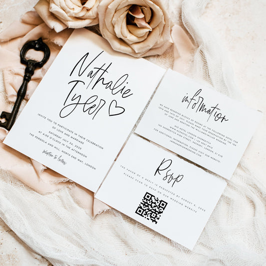 Nathalie Modern Wedding Invitation Set Template