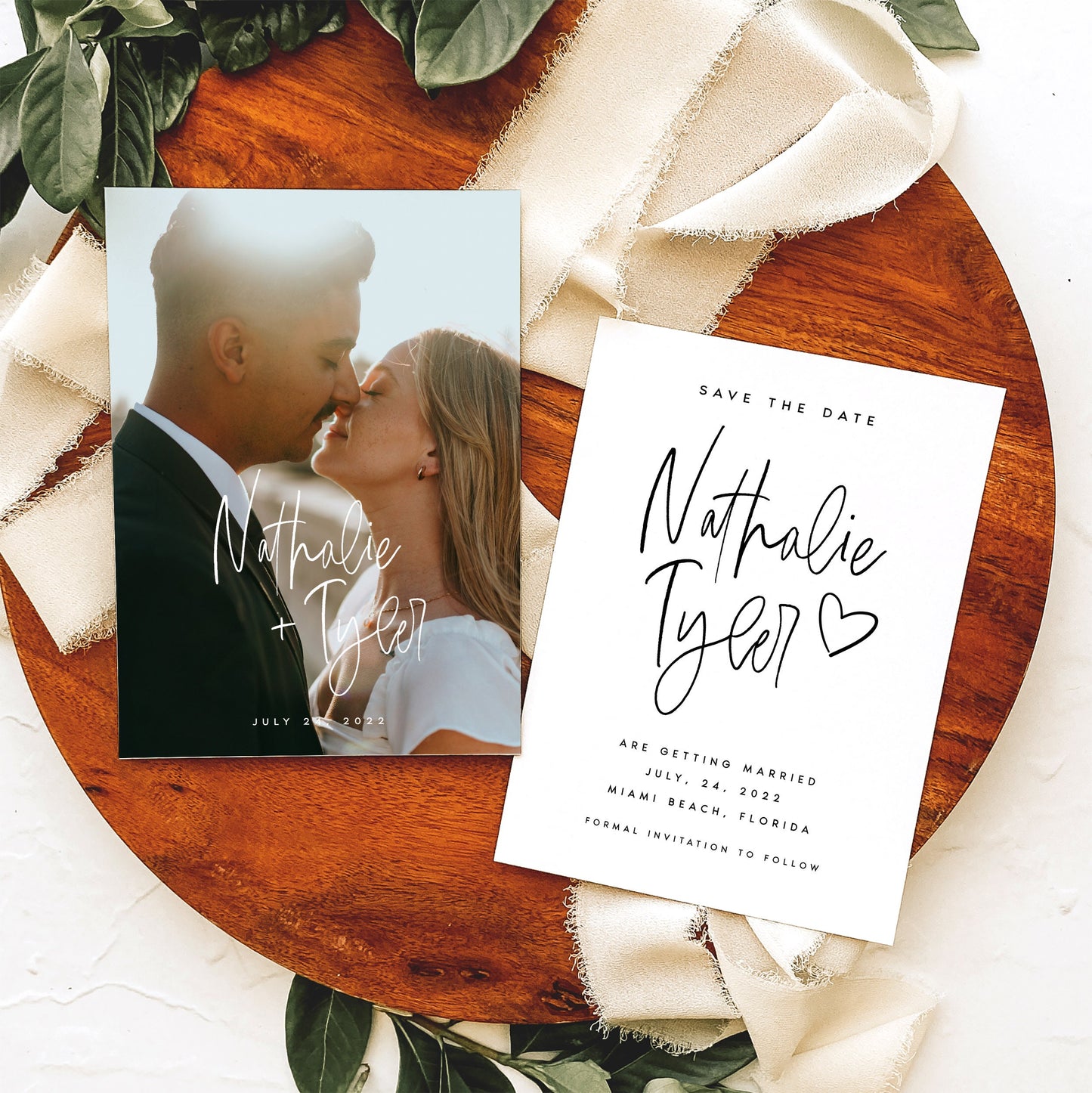 Nathalie Double-Sided Photo Save the Date Template