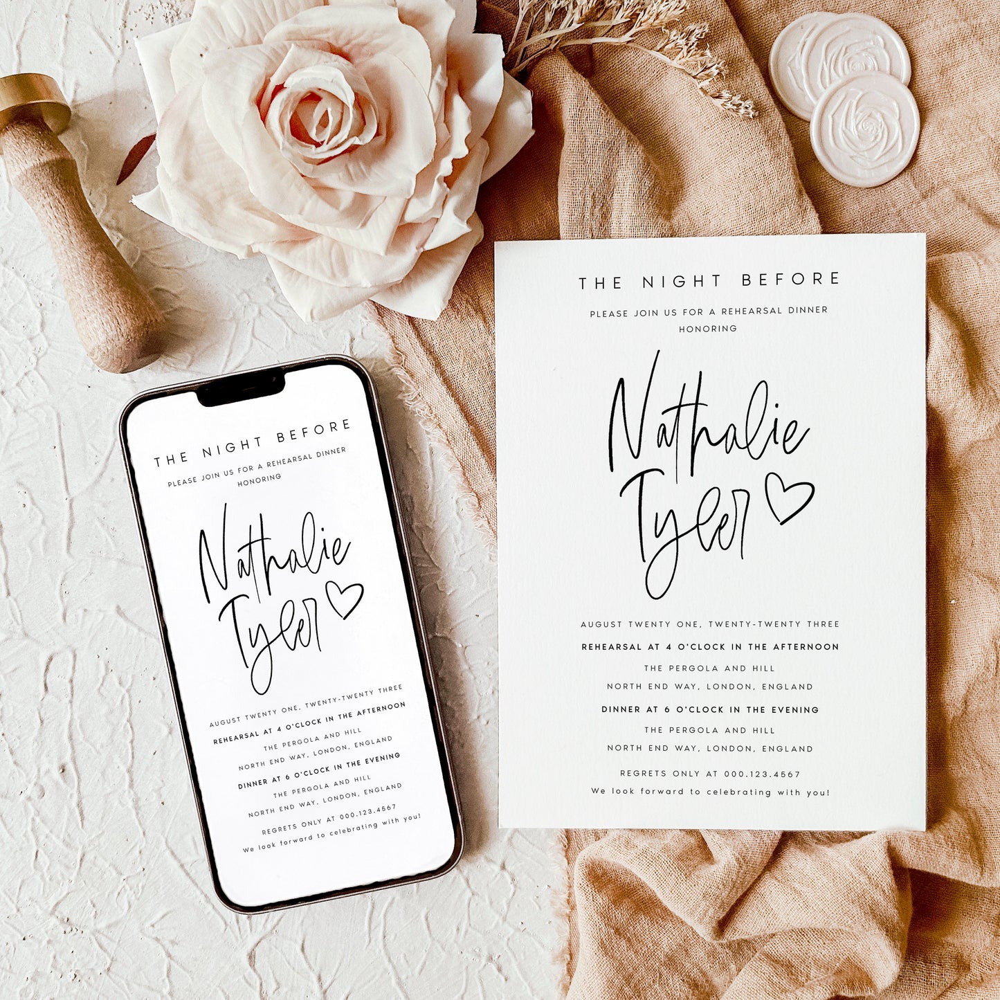 Nathalie Rehearsal Dinner Invitation Template