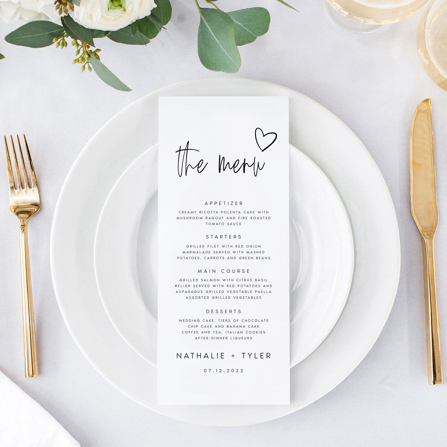 Nathalie Minimalist Wedding Menu Template